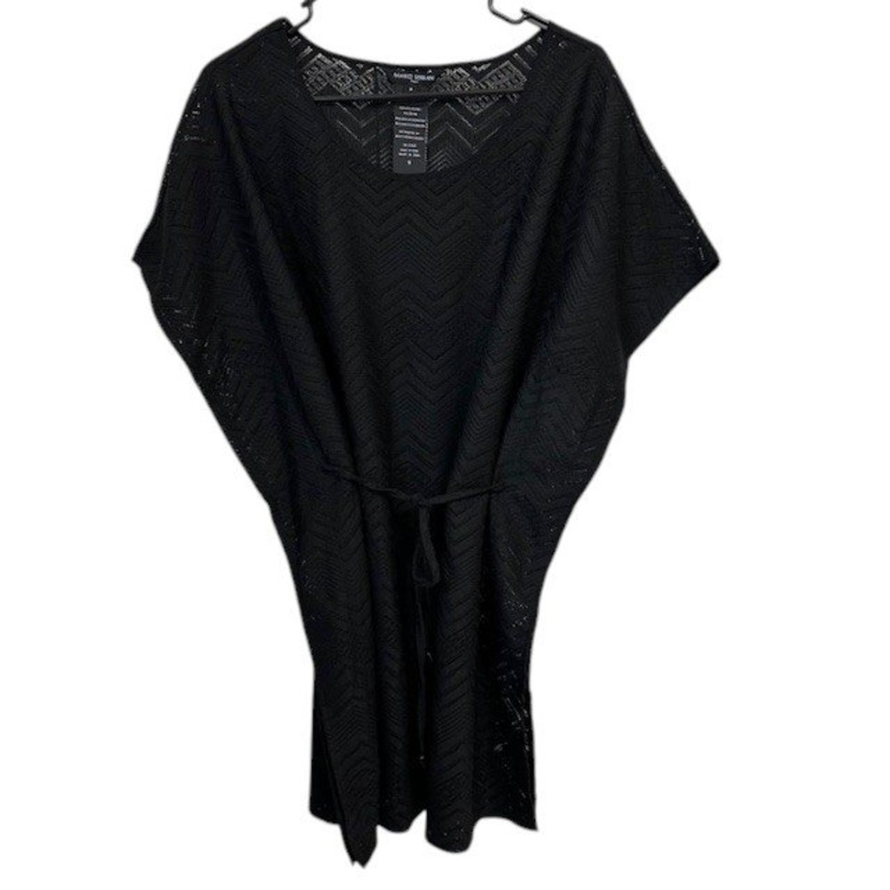 Mario Serrani Italy Black Chevron‎ Knit Swim Cover Up Beach Dress Sz Small